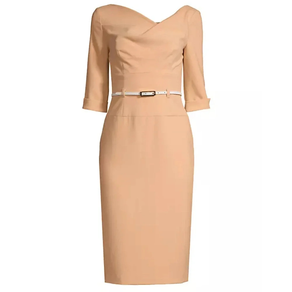Black Halo Jackie O 3/4 Sleeve Sheath Dress NEW Fresco Size 4